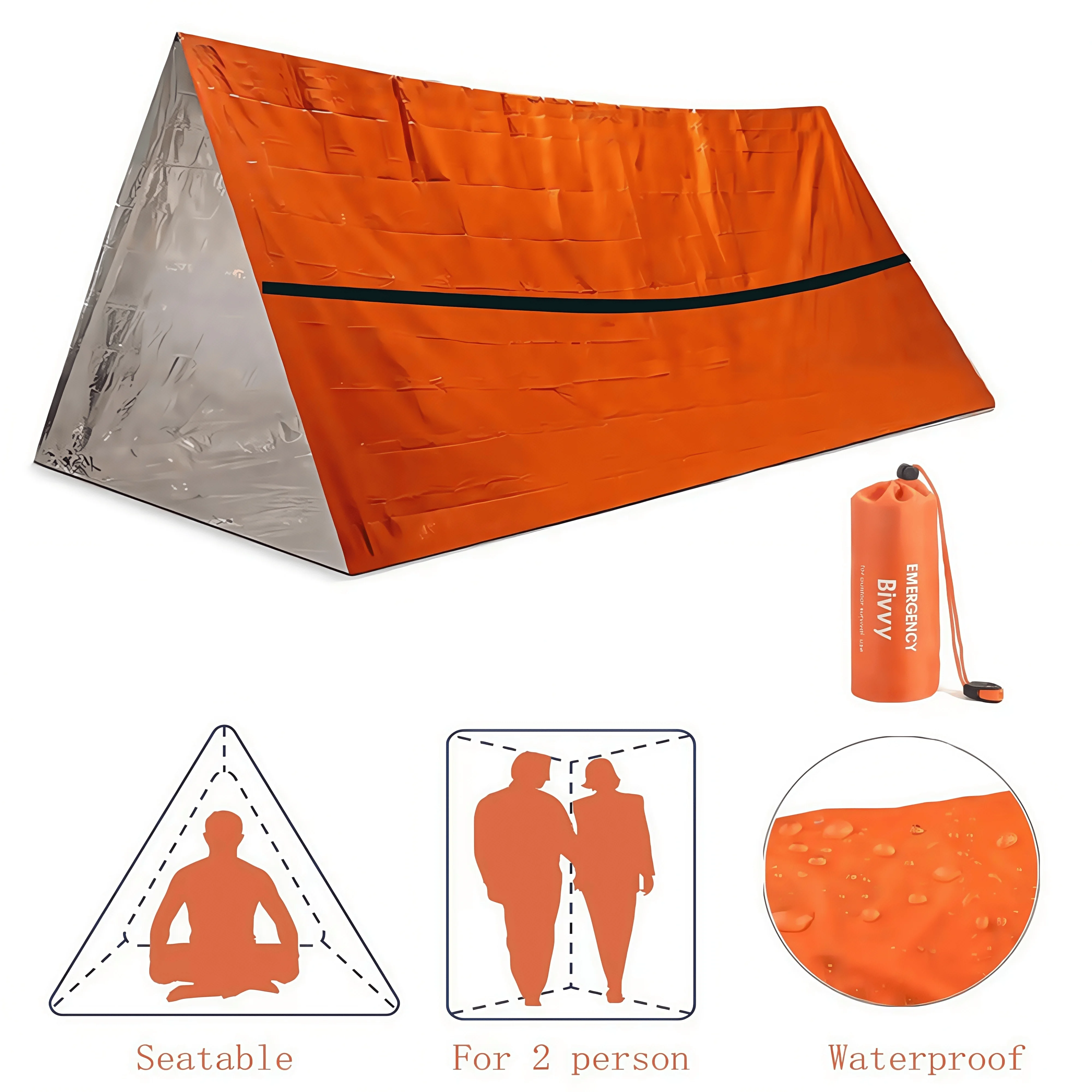 2-Person Emergency Survival Shelter - Waterproof Myl...