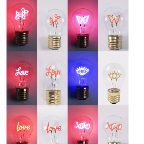 LED Edison Filament Bulbs Art Lights A70 5V Pink Dim...