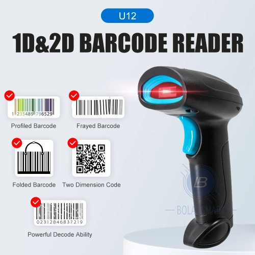 1D 2D Barcode Scanner Wired Wireless Bluetooth Bar C...