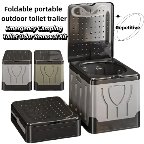 Portable foldable outdoor toilet with car mounting b...