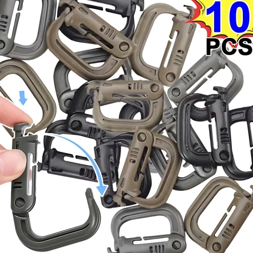 5/10pcs Plasctic Shackle Carabiner D-ring Clip Molle...