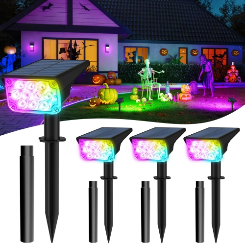 1/2 PCS RGB Solar LED Light Outdoor Solar Spotlight ...