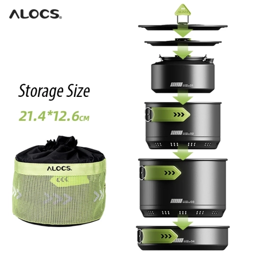 Alocs CW-C65 Camping Cookware Pots Fry Pan Water Ket...