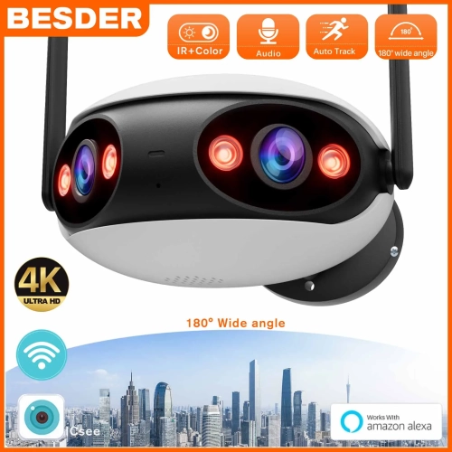 BESDER 8MP Wifi Camera 4K 180 Panoramic Outdoor Came...