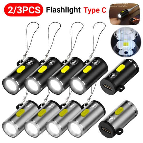 1-5PCS LED Handheld Mini Flashlight Type C Powered S...