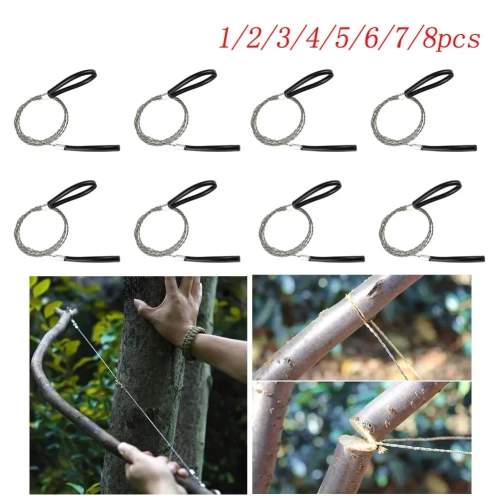 1-8pcs Stainless Steel Pocket Wire Saw with Finger H...