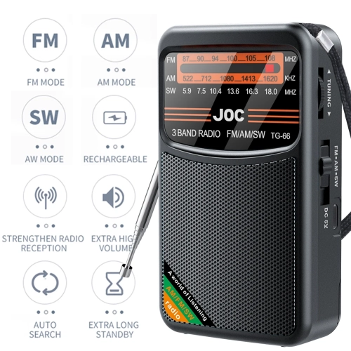 Battery Operated Radio FM AM SW Radio Type-C Recharg...