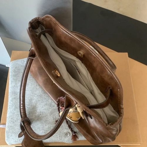 Vintage Lazy Briefcase Womens Large Capacity PU All-...