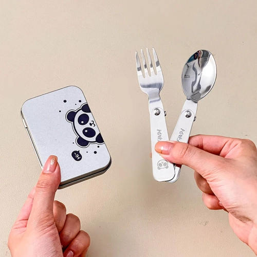 WORTHBUY 3Pcs/Set Outdoor Folding Cutlery Fork Spoon...