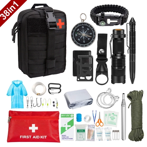 38 in 1 Survival First Aid Kit Military Full Set Mol...