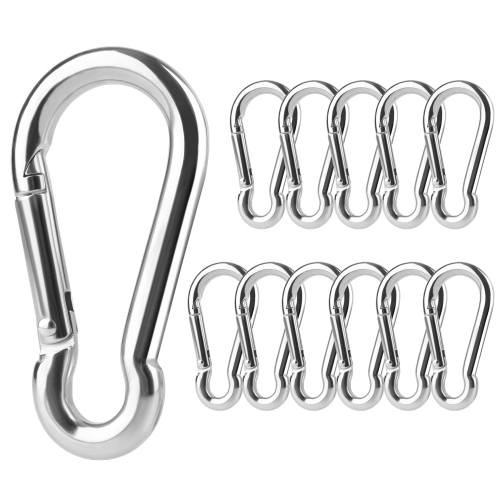 6PCS Spring Carabiner Hook Stainless Steel Snap Clip...