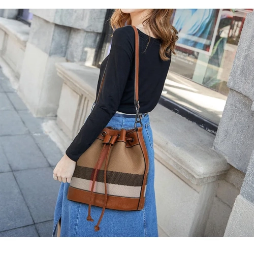 Checkered Canvas Bag New Fashionable Single Shoulder...