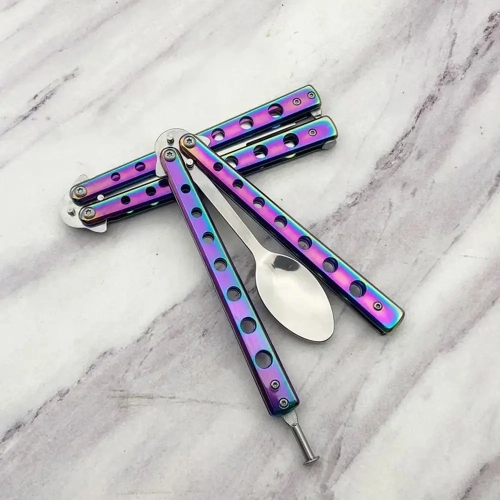 Stainless Steel Butterfly Folding Spoon Fork Practic...