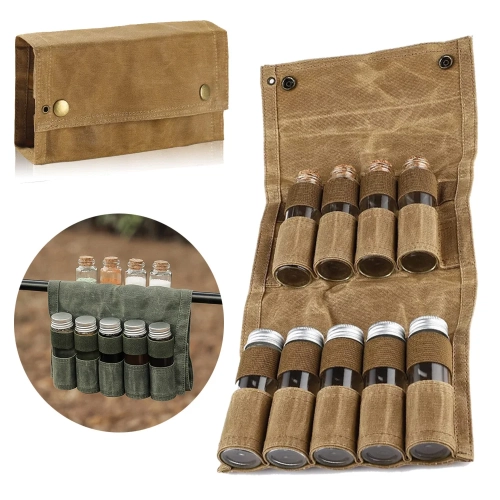 9pcs Outdoor  jar storage bags,canvas seasoning stor...