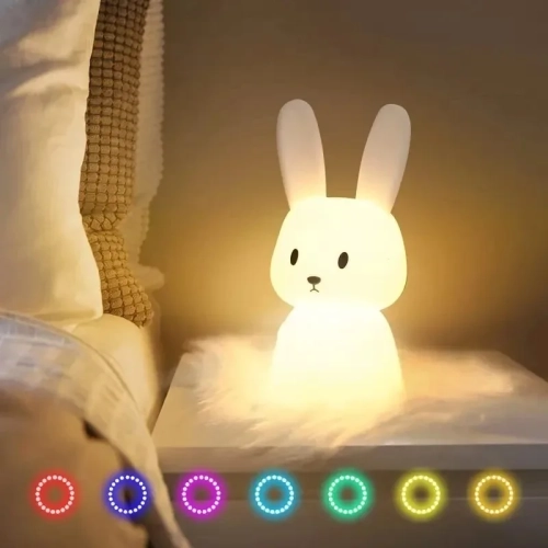 LED Night light Silicone Rabbit Touch Sensor lamp Cu...