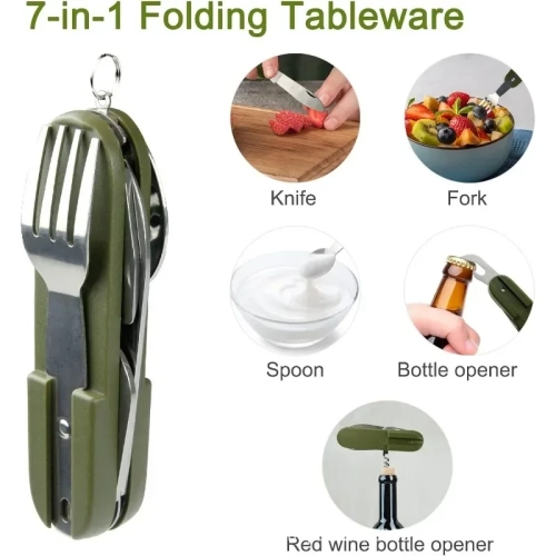 7 in 1 Multifunctional Outdoor Tableware Survival To...
