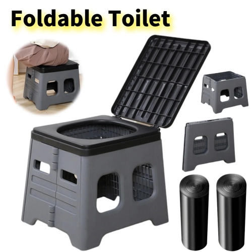 Portable Camping Toilet with Lid Portable Folding To...