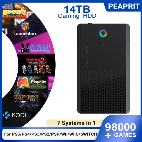 PEAPRIT 14TB Gaming HDD with Hyperspin Launchbox Ret...