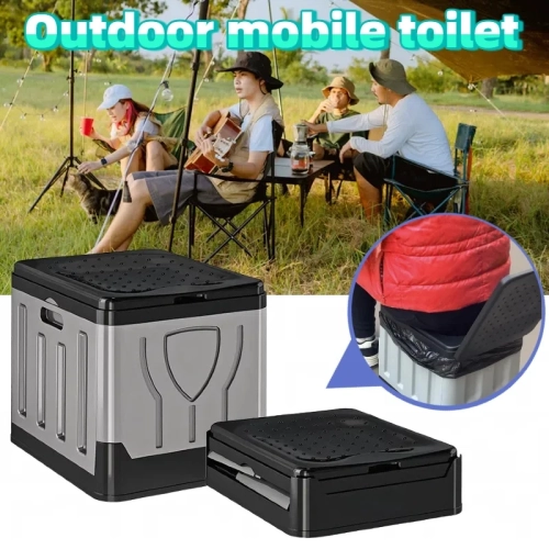 Portable outdoor toilet bucket foldable odor-proof e...