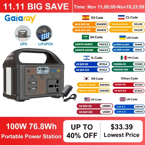 100W 24000mAh Portable Power Station 220V/110V Power...
