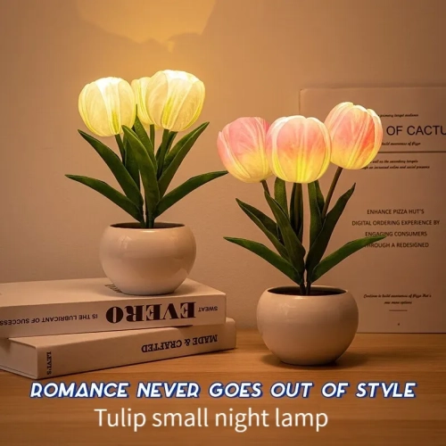 LED Tulip Night Light Can Be Plugged In Or On The Ba...