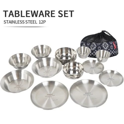 Outdoor Tableware Set 12PCS Portable Camping Tablewa...