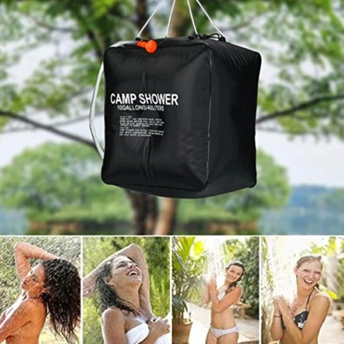 Water Bag 40L Shower Head Solar Power Fast Heating C...