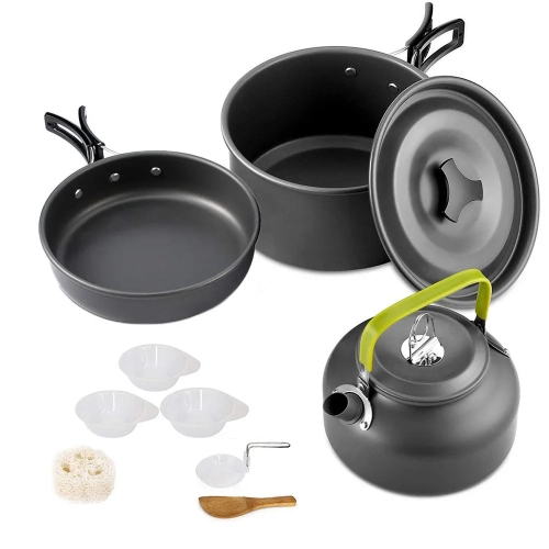 Camping Cookware Set Aluminum Nonstick Portable Outd...