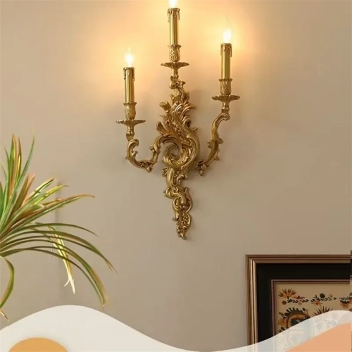 WPD French Luxury  Brass Wall Lamp American Retro Li...