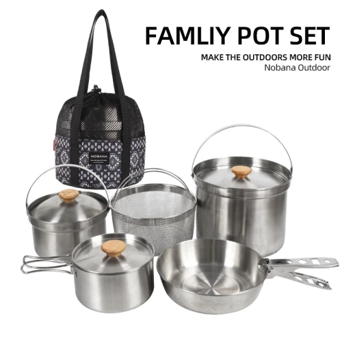 NOBANA Newest Outdoor Stainless Steel Pot Set Campin...