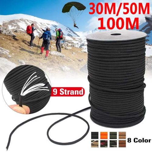 550 Paracord Rope 100M 50M 30M 9 Strand 4mm Parachut...