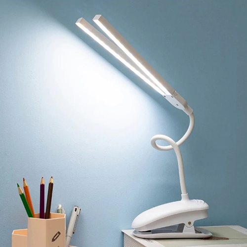 LED Double-headed Reading Table Lamp with Clip Touch...
