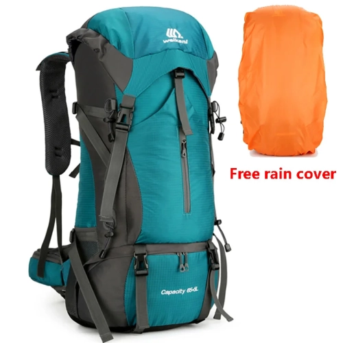 70L Nylon Camping Backpack Travel Bag With Rain Cove...