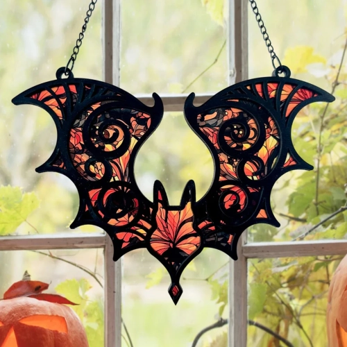 Acrylic Bat Hanging Decoration Stained Glass Effect ...