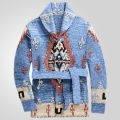 American Retro Heavy Industry Jacquard Sweater Coat