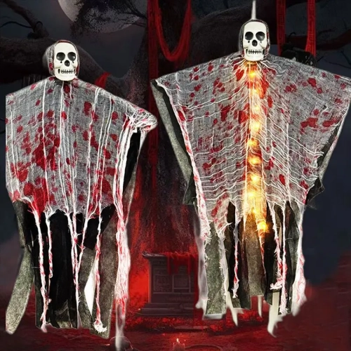 Halloween Decoration Stained with Blood Glowing Skul...