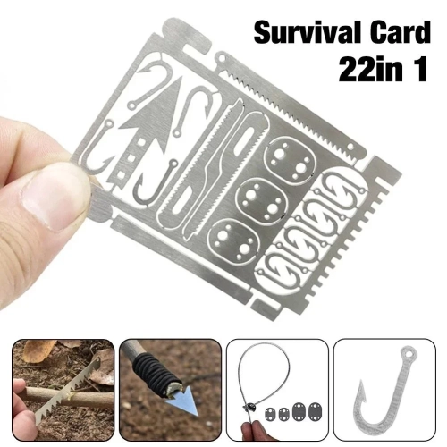 22in1 Survival Multifunctional Tool Card Sized Emerg...