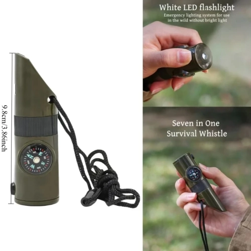 Survival Whistle with Compass Thermometer LED Light ...