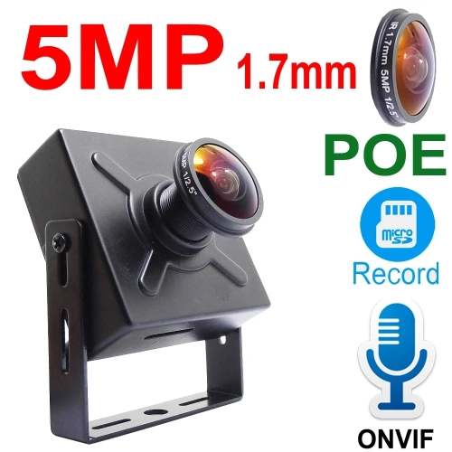 5MP 1.7mm Mini Fisheye Panorama POE IP Camera Audio ...