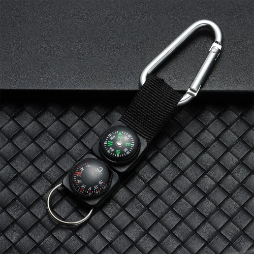 Compass Thermometer Carabiner Outdoor Hiking Tactica...