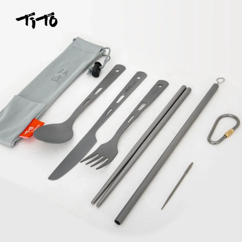 TiTo Titanium Ultralight Cutlery Outdoor Portable Kn...