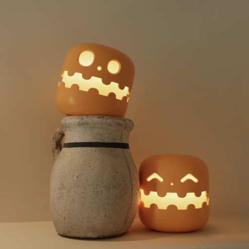 Night Lights Cartoon Ghost Face Bedside Light Hallow...