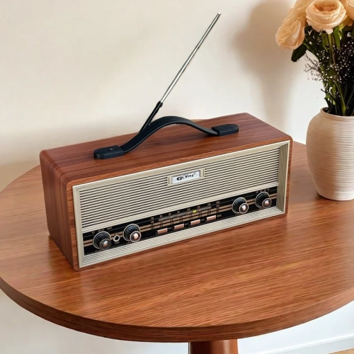 Old Style Wooden Desktop Wireless Bluetooth Speaker ...