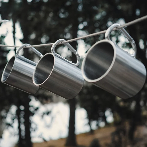 1Pc Outdoor Double-layer Water Cup Stainless Steel  ...