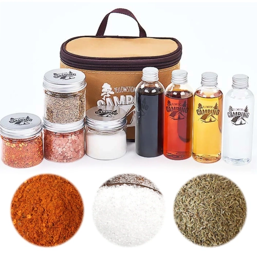 8Pcs Camping Seasoning Bottle Set with Storage Bag S...