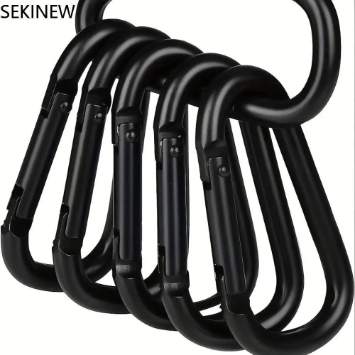 5Pcs Black Hiking Climbing Carabiner Quickdraws Camp...