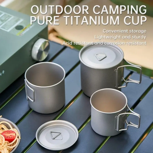 Camping Pure Titanium Cup, Easy To Fold Portable Mug...