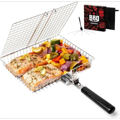 Portable  Stainless Steel Folding Grill Basket BBQ G...