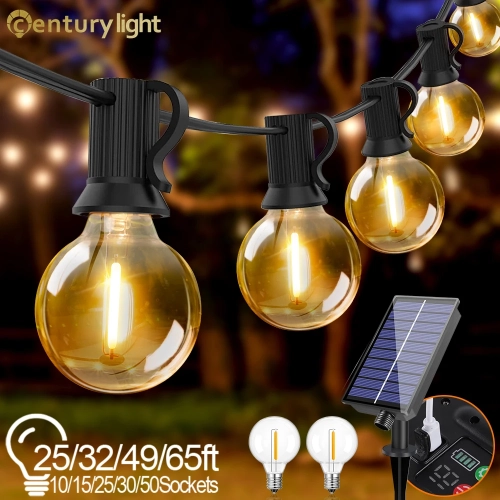 Solar String Lights G40 Patio Lights with LED Shatte...