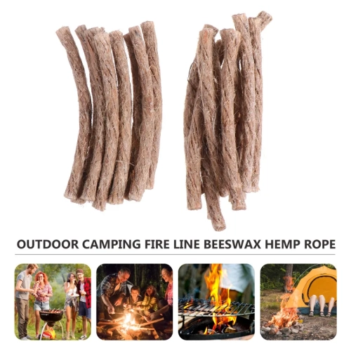 10Pcs Survival Wick Hemp Cord Camping Lighter Hemp F...